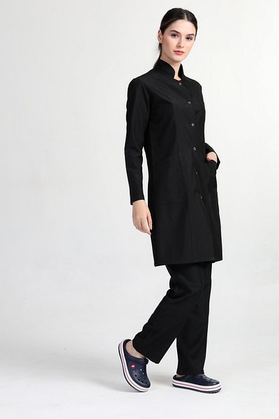 BAŞAK Γυναικεία μαύρη ποδιά Hijab Judge Collar Doctor Nurse Jersey κοστούμι (ύφασμα αλπακά)