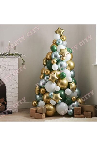 Party City Yeni Yıl Yılbaşı Temalı Balon Ağacı Full Set 126 Parça
