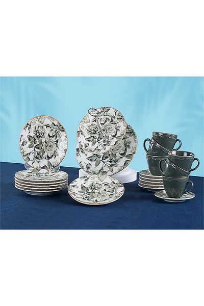 YzHome Porcelain Leaves Patterned 19 Piece Porcelain Treat Set