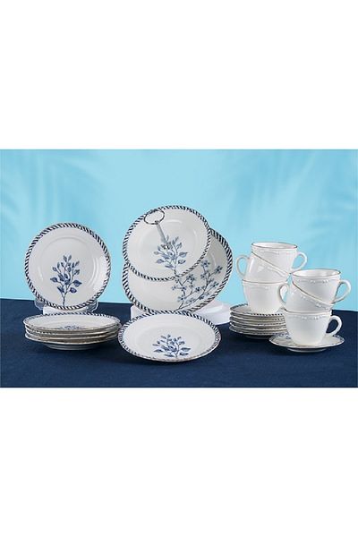 YzHome Porcelain Breeze Patterned 19 Piece Porcelain Treat Set