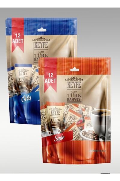 keyfe Hazır Türk Kahvesi 12'li Sade+12'li Orta(toplam 24 Adet)