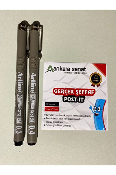 Maxx Şeffaf Post-it +artline Teknik Çizim Kalem (0,3-0,4) Seti