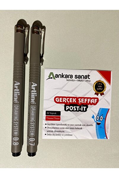 Maxx Şeffaf Post-it + Artline Teknik Çizim Kalem (0,7-0,8) Seti
