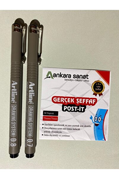 Maxx Şeffaf Post-it + Artline Teknik Çizim Kalem (0,7-0,8) Seti