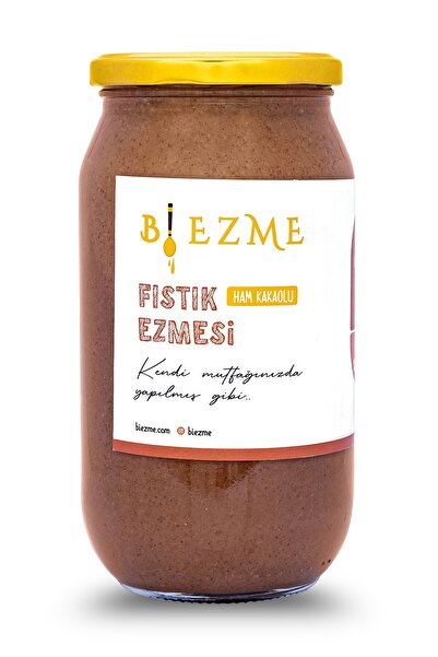 Bi Ezme Şekersiz Katkısız Ev Yapımı Ham Kakaolu Fıstık Ezmesi 1000 Gr