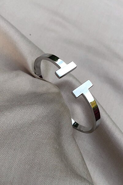 X-Lady Accessories Gümüş Renk Tiffany Model T Uçlu Desenli Kelepçe Bileklik -...