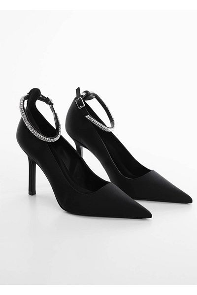 MANGO Woman Παπούτσια με τακούνι με κοσμήματα Ankle Strass