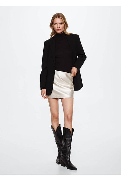 MANGO Woman Fustă mini cu aspect metalic