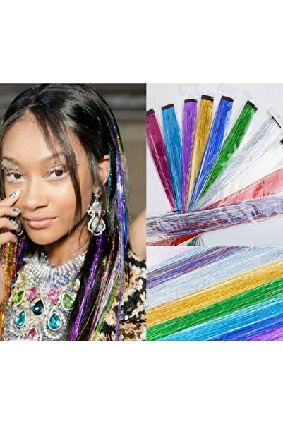EFLAMEL DESİGN Saç Simi Hair Tinsel Çıtçıtlı Rengarenk Saç Aksesuarı