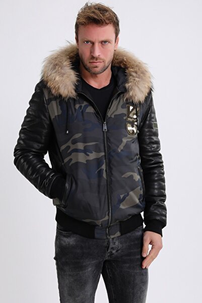 Leather Club Haki Fox Aksesuarlı Army Deri Mont