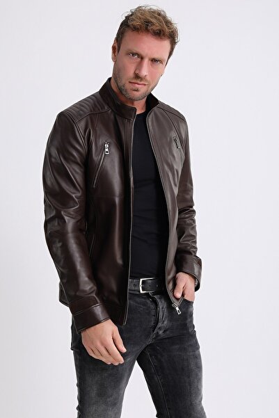 Leather Club Kahve Spor Deri Ceket