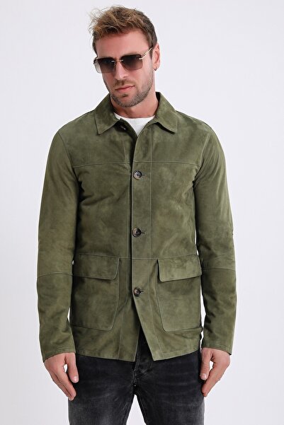 Leather Club Haki Süet Deri Ceket