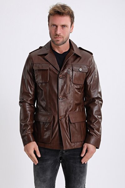 Leather Club Kahve Vejetal Commander Ceket