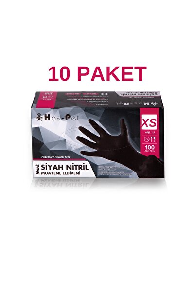 Has-Pet Siyah Nitril Pudrasız Muayene Eldiveni (xs) 10x100 Adet