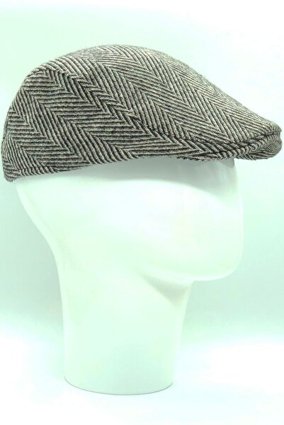 Hoppe Kışlık Yünlü Kaşe Gri Zemin Siyah Balıksrıtı Desenli Spor Lüks Holigan ...