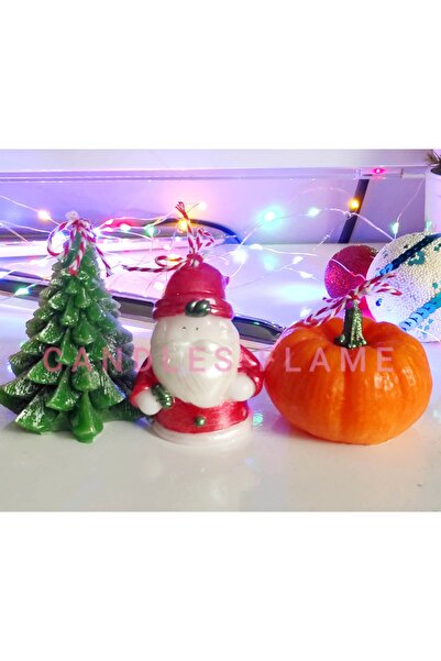 Candles Flame شمعة عيد الميلاد المزخرفة 3 قطع