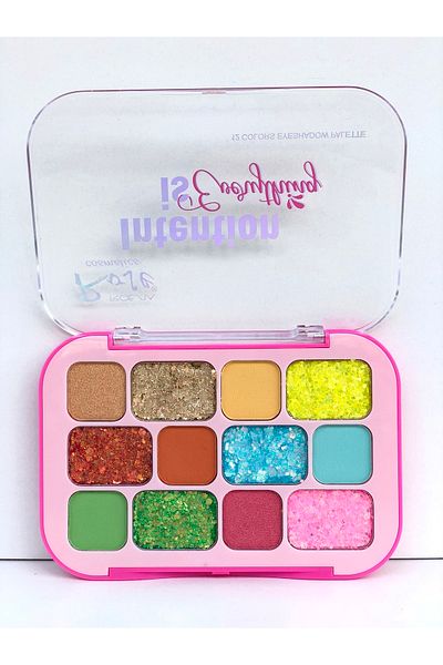 Cosha Beauty Glitter Shadow Rose Intent 15Pcs, Glitter Shadow Palette
