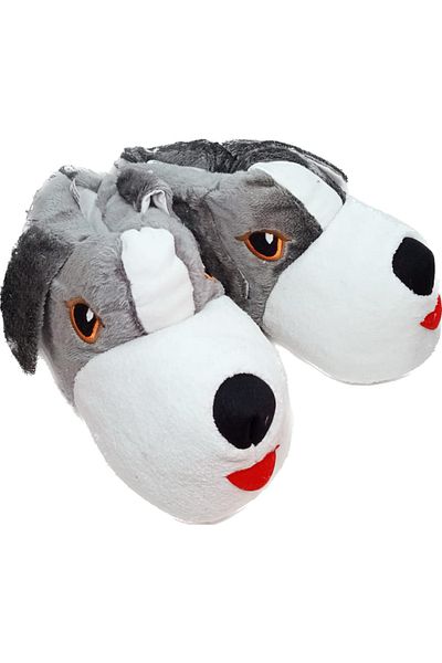 AkınalBella Unisex Grey Animal Slippers Παπούτσια για το σπίτι