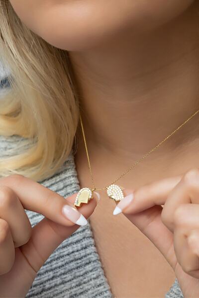 Nereze 925 Ayar Gümüş Mıknatıslı Ayrılabilir Gold Kalp Kolye