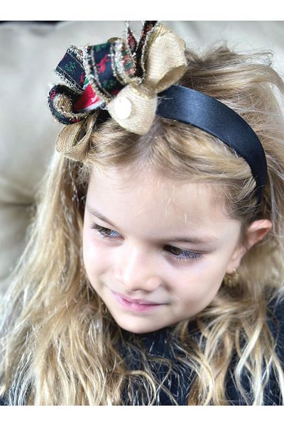 QUEEN AKSESUAR New Year's New Year's Luxury Glittered Deer Bell Bell Decorated Children's Crown with Straw Bow