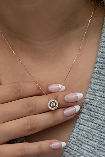 Nereze 925 Ayar Gümüş Halka Tasarım Hareketli Tektaş Model Kolye