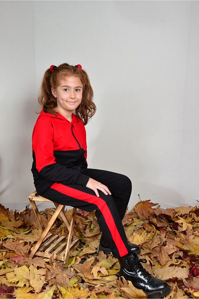 KİDSPİTİRCİK Unisex Kids Seasonal Red-black Tracksuit Set