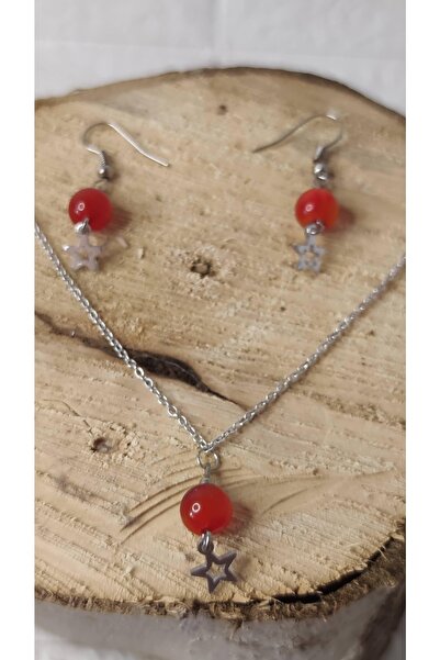 TTT.desıgn Akik Taşlı Kolye Ve Küpe Seti Sevgiliye Arkadaşa Nazar , Pozitif E...