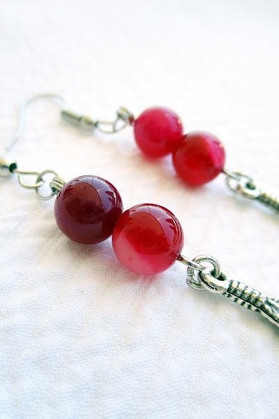 Kusakli Red Agate Natural Stone Dangle Earrings
