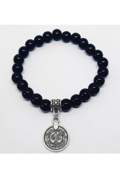 Kusakli سوار للجنسين من حجر العقيق الطبيعي المتدلي على شكل عملة طغراء