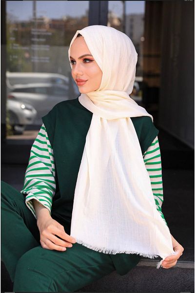 Mides scarf Bamboo Black Color Shawl-white