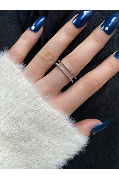 Pinery Jewels Minimal Zirkon Taşlı 2 Sıra Ayarlanabilir Yüzük