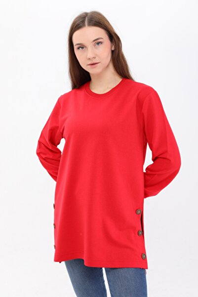 Birol Triko Women's Red Button Tunic