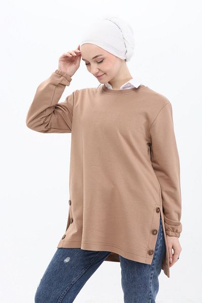 Birol Triko Women's Beige Buttoned Tunic