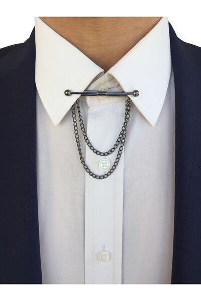 Tezgah İstanbul Her Gömlek Yakasına Uygun Klipsli Gömlek Yaka Iğnesi Dark Silver