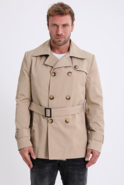 Leather Club Bej Fiber Trench Kaban