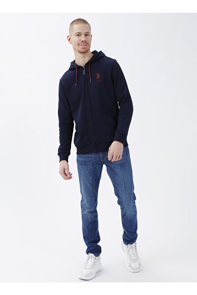 U.S. Polo Assn. Чоловічий світшот з капюшоном і коміром темно-синій Garmansk022