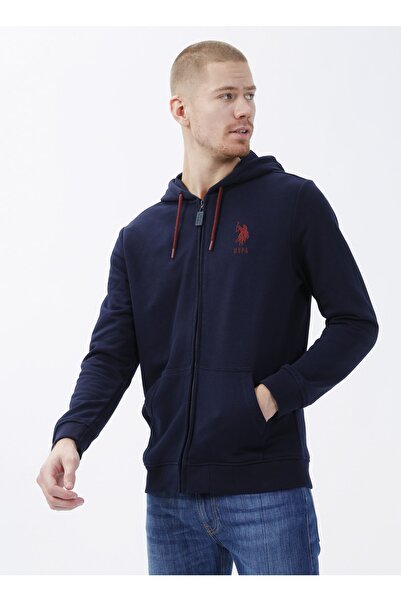 U.S. Polo Assn. Чоловічий світшот з капюшоном і коміром темно-синій Garmansk022