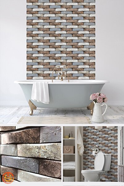 TechnoSmart 1pc 30cmx30cm 3d Self Adhesive Wallpaper Covering Waterproof Kitchen Bathroom