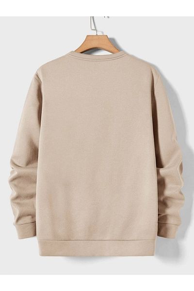 Mad&Calf Ανδρικό φούτερ Basic Crew με λαιμόκοψη χωρίς στάμπα, μονόχρωμο, φαρδύ φούτερ από φλις