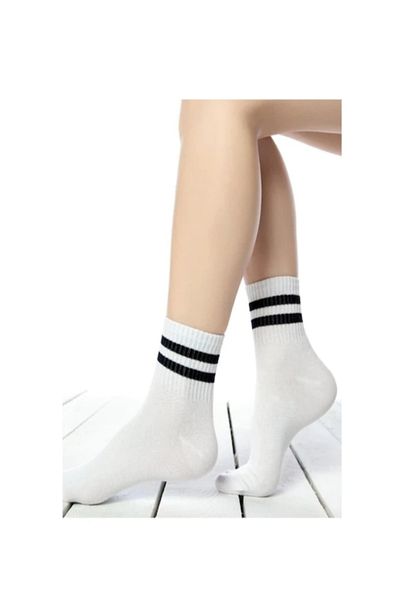 sw whıte Unisex Striped Tennis Socks