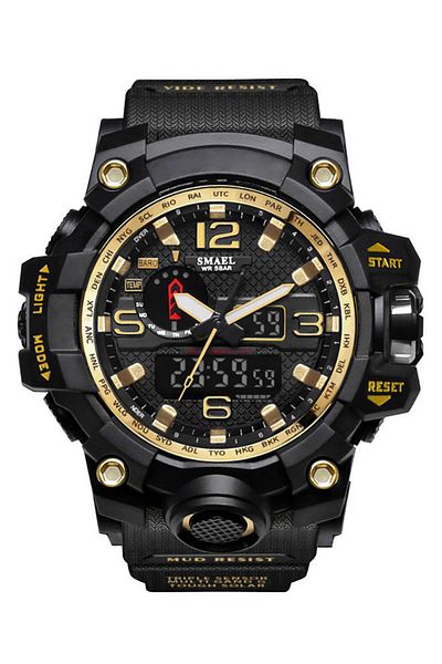 SMAEL Men's Wristwatch Analog Digital Sports Black Fashion Trend Watch Gold 1545