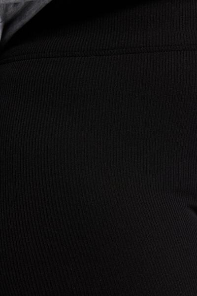 Trendyol Curve Fekete magas derekú belső polár bordás kötött nagy méretű leggings TBBAW23BV00017