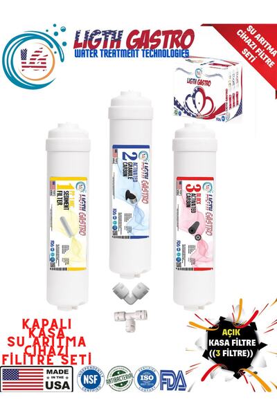 light gastro Kapalı Kasa Tüm Su Arıtma Cihazlarına Uygun 3 Lü Ön Filitre Takımı.