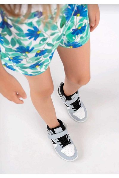 Lambırlent Fată Băiat Copil Unisex Cu șireturi Înalte Iarnă Albastru Alb Negru Pantofi sport de baschet