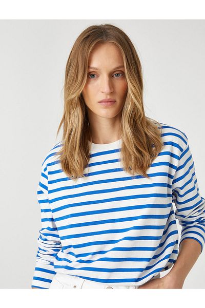 Koton Tricou cu tunică cu mânecă lungă, bumbac, cu gât crepus