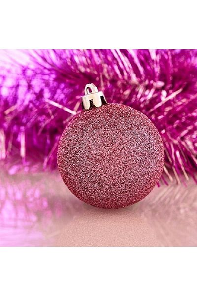 Kuzey VIP Quality 5 cm 12 Pieces Glitter Pink Ball Christmas Tree Ornaments Showcase Ornaments Pink Christmas Ball Ornament
