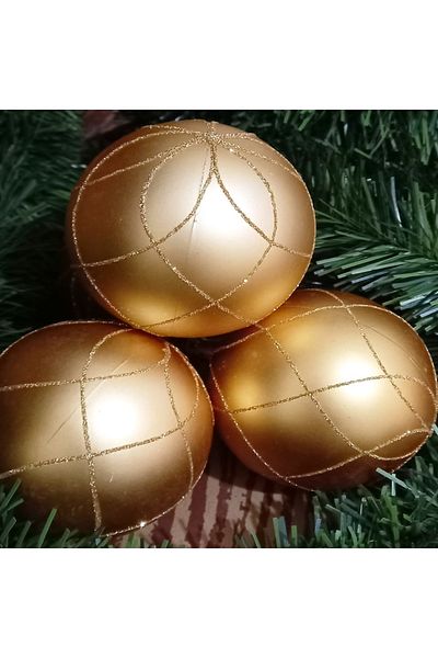 Kuzey VIP Quality 8 cm 4 Pieces Glitter Gold Ball Christmas Tree Ornaments Showcase Ornaments Gold Christmas Ball
