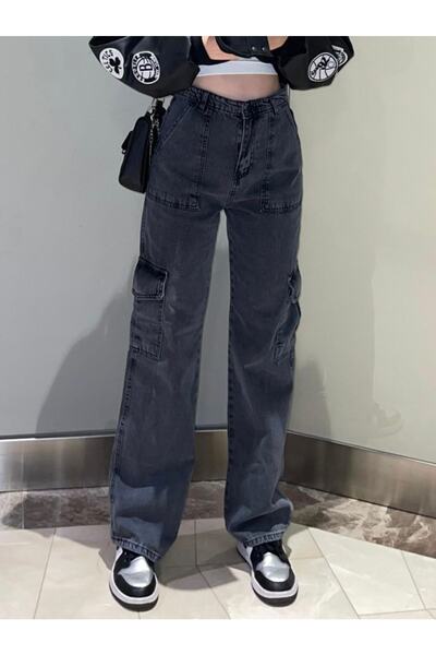 DENİKK Y2k Gri Kargo Pantolon