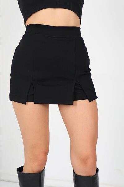 Genel Markalar Çelik Örme Kumaş Çift Yırtmaçlı Şort Etek