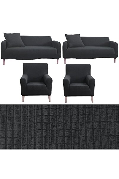 seltenet Husă de canapea cu model pătrat flexibil din Lycra - Set de canapea 3+2+1+1